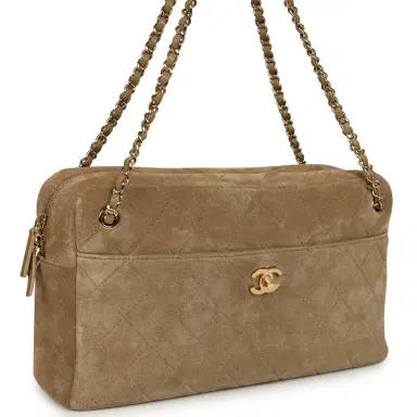 Chanel Chanel Maxi "Camerissimo" Camera Case Camera Case Dark Beige Suede Gold Hardware | Thumbnail 2