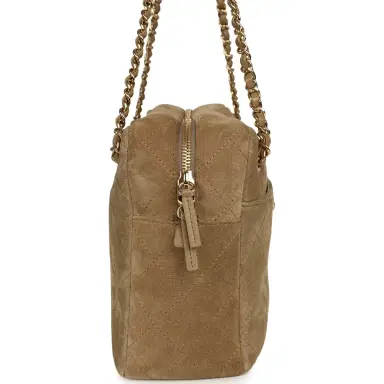 Chanel Chanel Maxi "Camerissimo" Camera Case Camera Case Dark Beige Suede Gold Hardware | Thumbnail 3
