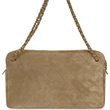 Chanel Chanel Maxi "Camerissimo" Camera Case Camera Case Dark Beige Suede Gold Hardware | Thumbnail 4