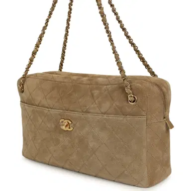 Chanel Chanel Maxi "Camerissimo" Camera Case Camera Case Dark Beige Suede Gold Hardware | Thumbnail 5