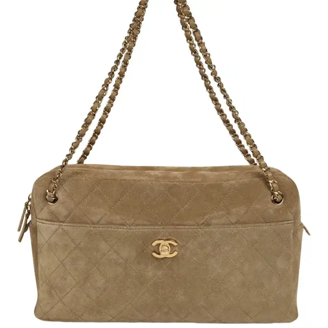 Chanel Chanel Maxi "Camerissimo" Camera Case Camera Case Dark Beige Suede Gold Hardware