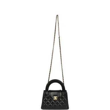 Chanel Chanel Small Kelly Shopper Black Shiny Lambskin Brushed Gold Hardware | Thumbnail 7