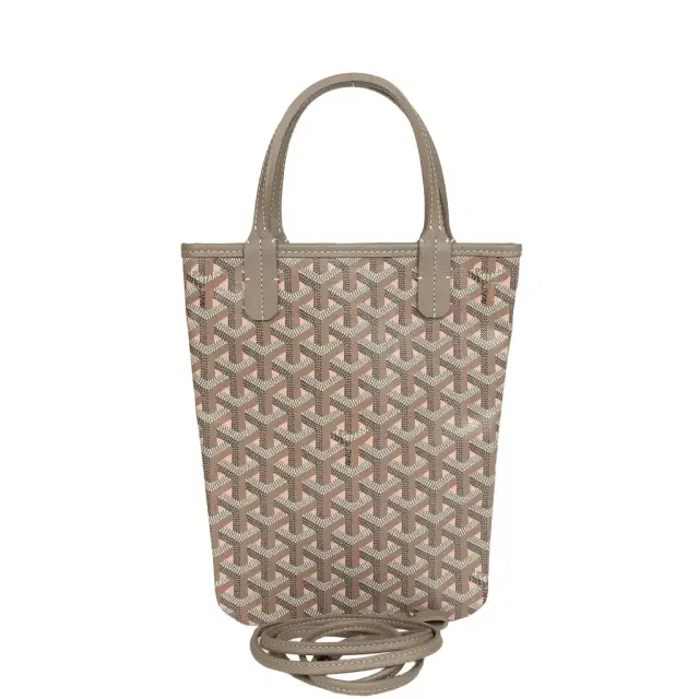 goyard Goyard Goyardine Greige and Pink Poitiers Claire-Voie Mini Tote Bag Palladium Hardware