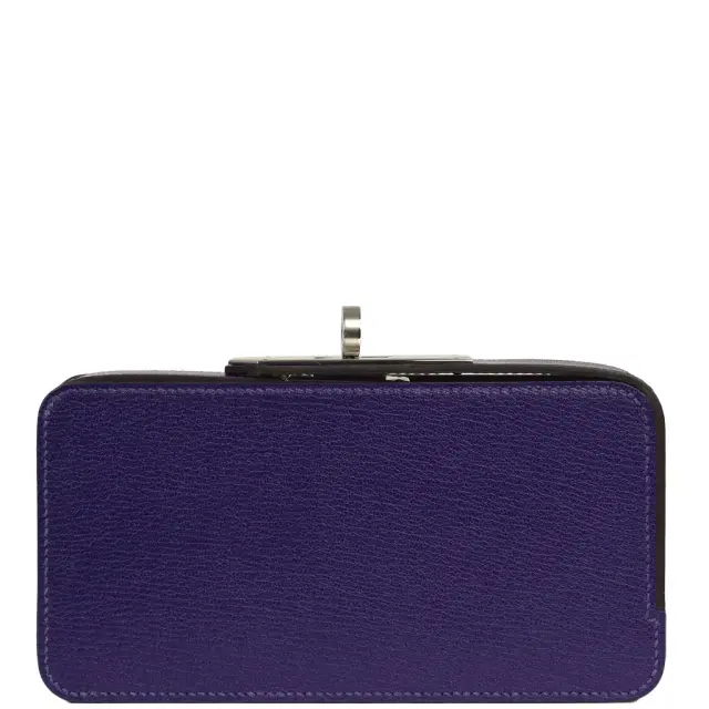 HERMÈS Hermes Sanglons Clutch Purple Chevre Mysore Palladium Hardware