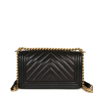 Chanel Pre-owned Chanel Medium Chevron Boy Bag Black Caviar Antique Gold Hardware | Thumbnail 4 Chanel Pre-owned Chanel Medium Chevron Boy Bag Black Caviar Antique Gold Hardware | Thumbnail 4