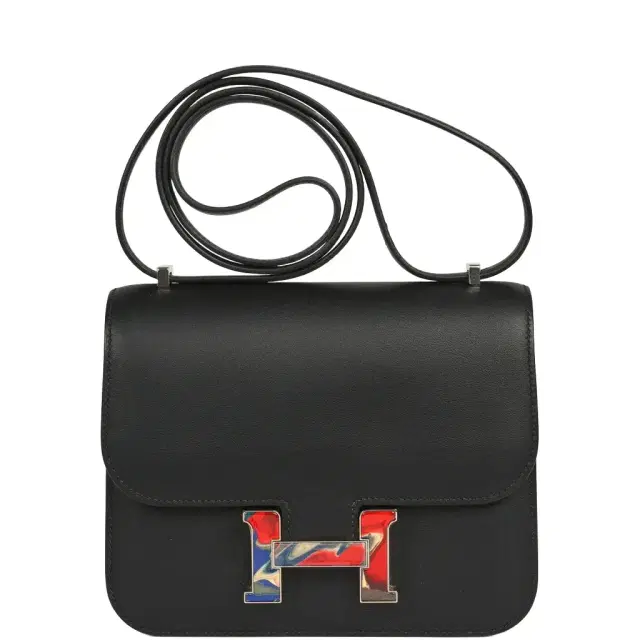 HERMÈS Pre-owned Hermes Constance 18 Black Swift Marbled Palladium Hardware