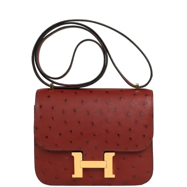 HERMÈS Pre-owned Hermes Constance 18 Rouge H Ostrich Gold Hardware