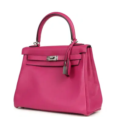 HERMÈS Pre-owned Hermes Kelly Retourne 25 Rose Poupre Swift Palladium Hardware | Thumbnail 5 HERMÈS Pre-owned Hermes Kelly Retourne 25 Rose Poupre Swift Palladium Hardware | Thumbnail 5