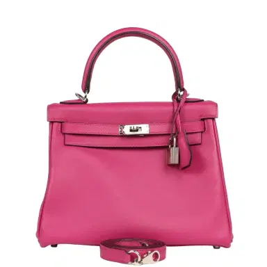 HERMÈS Pre-owned Hermes Kelly Retourne 25 Rose Poupre Swift Palladium Hardware | Thumbnail 1 HERMÈS Pre-owned Hermes Kelly Retourne 25 Rose Poupre Swift Palladium Hardware | Thumbnail 1