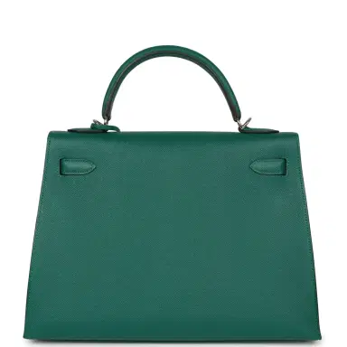 HERMÈS Pre-owned Hermes Kelly Sellier 32 Malachite Epsom Palladium Hardware | Thumbnail 4 HERMÈS Pre-owned Hermes Kelly Sellier 32 Malachite Epsom Palladium Hardware | Thumbnail 4