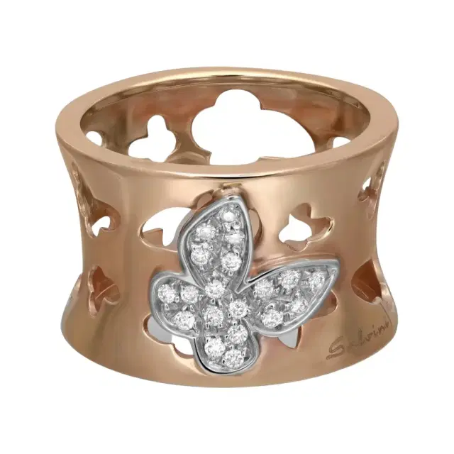 Salvini Salvini 18K Rose & White Gold Diamond Butterfly Wide Band Ring Sz. 7 by The Solist