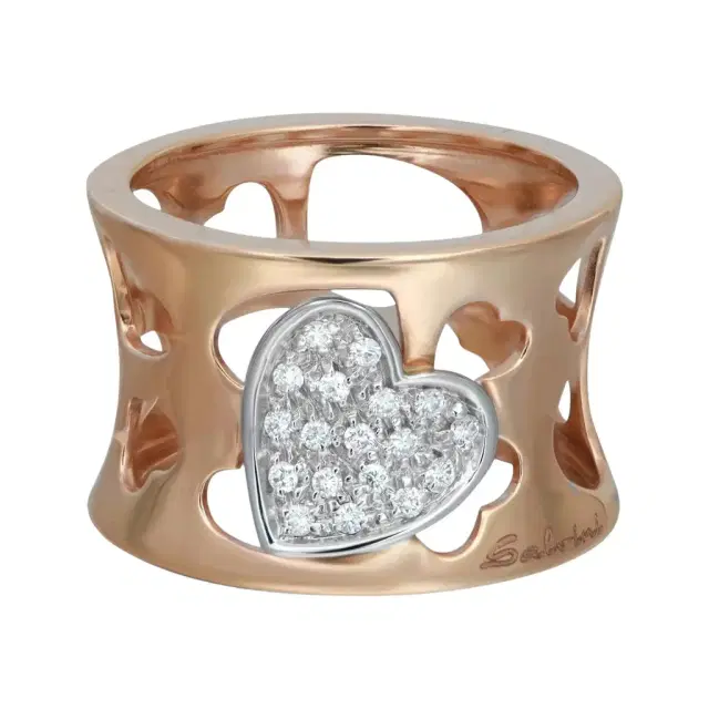 Salvini Salvini 18K Rose & White Gold Diamond Hearts Cut Out Wide Band Ring Sz. 7 by The Solist
