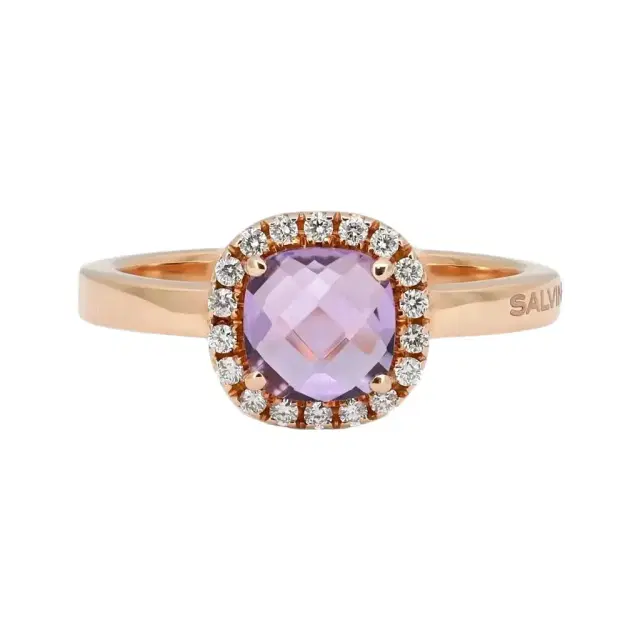 Salvini Salvini 18K Rose Gold Amethyst & Diamond Halo Ring Sz. 6.5 by The Solist