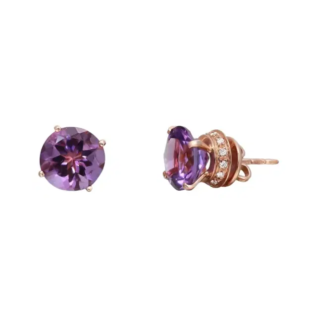 Salvini Salvini 18K Rose Gold Amethyst & Diamond Stud Earrings by The Solist
