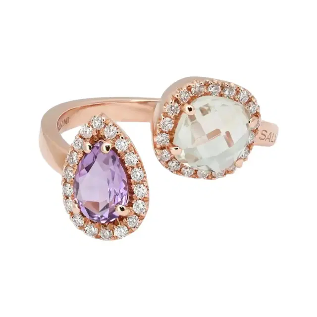 Salvini Salvini 18K Rose Gold Amethyst, Prasiolite & Diamond Wrap Ring Sz. 6.25 by The Solist