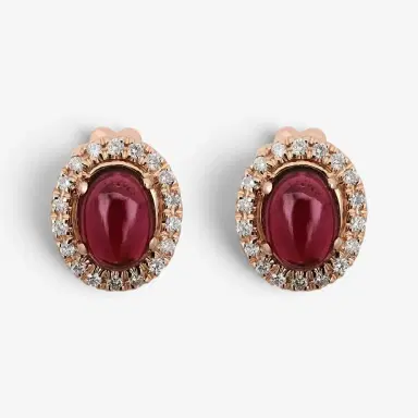 Salvini Salvini 18K Rose Gold Cabochon Ruby & Diamond Stud Earrings by The Solist | Thumbnail 3