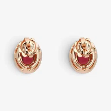 Salvini Salvini 18K Rose Gold Cabochon Ruby & Diamond Stud Earrings by The Solist | Thumbnail 4