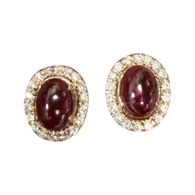 Salvini Salvini 18K Rose Gold Cabochon Ruby & Diamond Stud Earrings by The Solist | Thumbnail 1