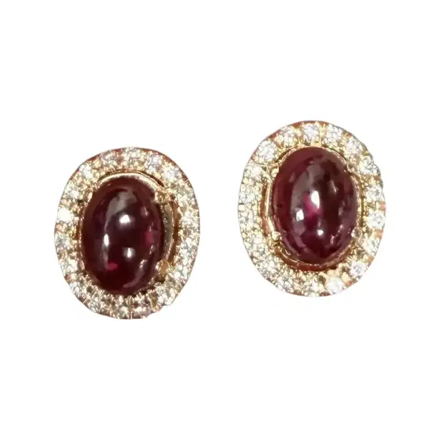 Salvini Salvini 18K Rose Gold Cabochon Ruby & Diamond Stud Earrings by The Solist
