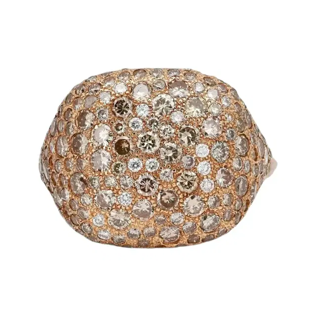 Salvini Salvini 18K Rose Gold White & Brown Diamond Signet Ring Sz. 6.5 by The Solist