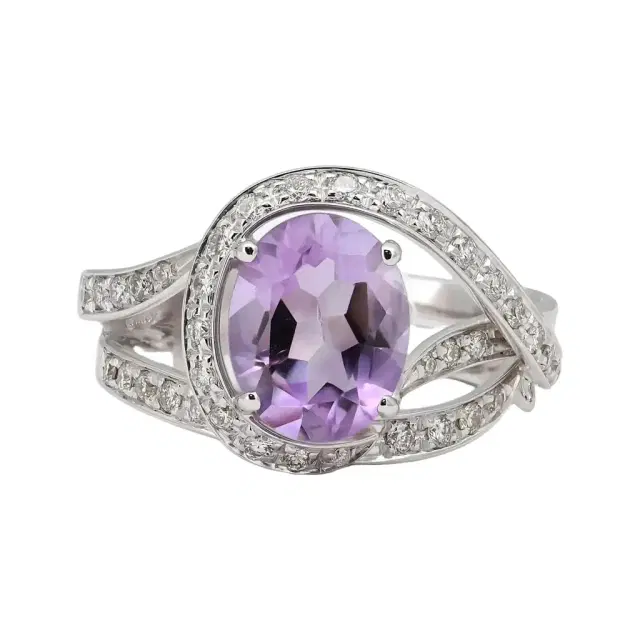 Salvini Salvini 18K White Gold Amethyst & Diamond Crossover Cocktail Ring Sz. 6.75 by The Solist