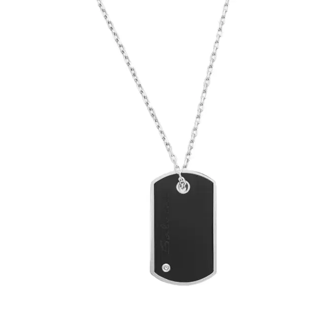 Salvini Salvini 18K White Gold Diamond & Onyx Bar Pendant Necklace by The Solist