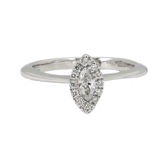 Salvini Salvini 18K White Gold Diamond Marquise & Round Halo Engagement Ring Sz. 7.5 by The Solist