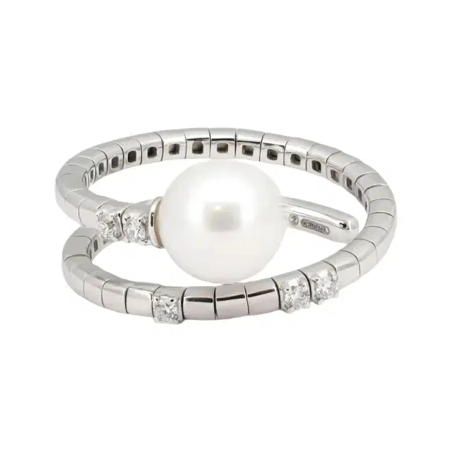 Salvini Salvini 18K White Gold Pearl & Diamond Spiral Wrap Ring Sz. 6.5 by The Solist