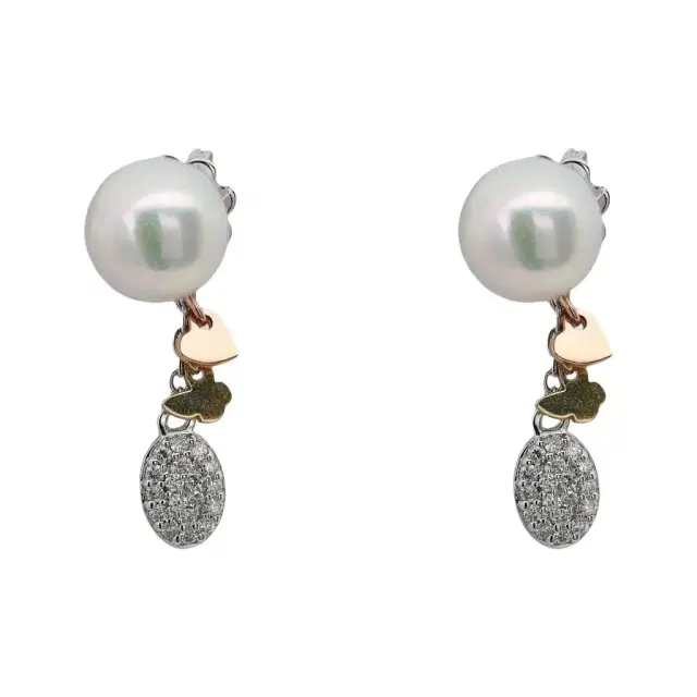 Salvini Salvini 18K White, Yellow & Rose Gold Pearl & Diamond Stud Drop Earrings by The Solist
