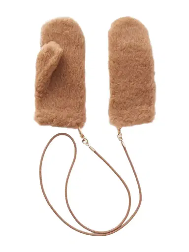 Max Mara Ombrat2 Camel Wool And Silk-blend Gloves | Thumbnail 1