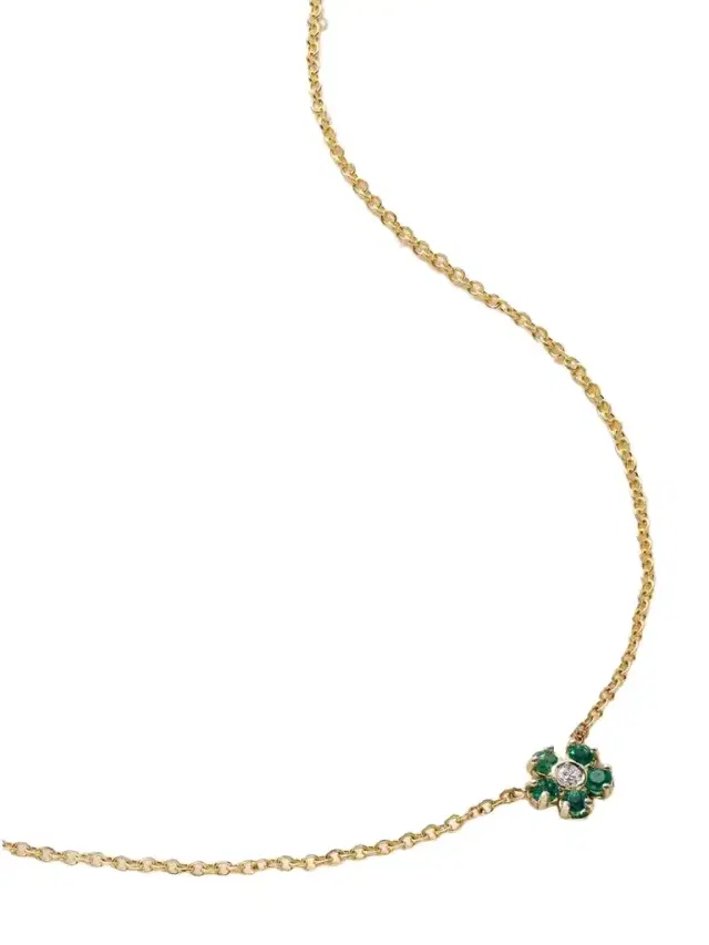 Jennifer Meyer Mini Flower 18-karat Gold, Emerald And Diamond Necklace