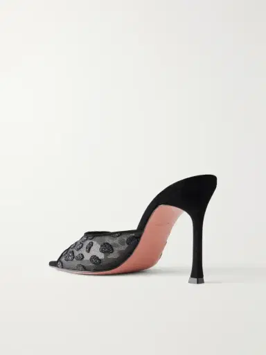 Amina Muaddi Alexa 95 Embellished Mesh Sandals | Thumbnail 3