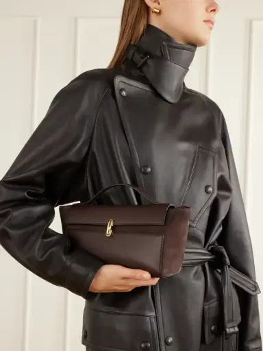 Savette Symmetry Trapeze Leather-trimmed Suede Tote | Thumbnail 2