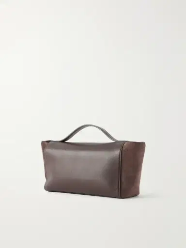 Savette Symmetry Trapeze Leather-trimmed Suede Tote | Thumbnail 4