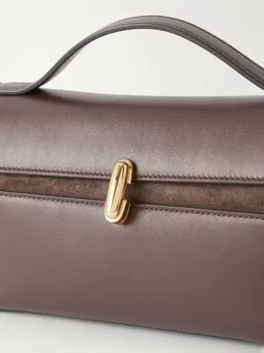 Savette Symmetry Trapeze Leather-trimmed Suede Tote | Thumbnail 5