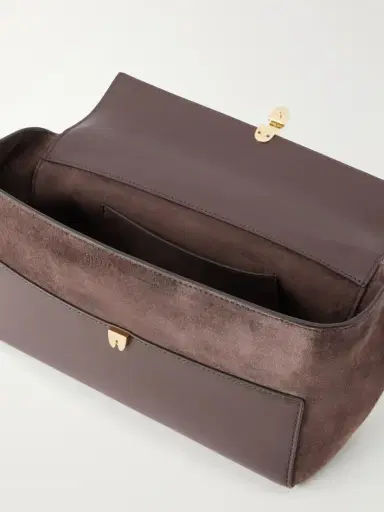 Savette Symmetry Trapeze Leather-trimmed Suede Tote | Thumbnail 6