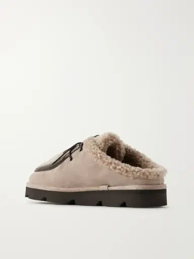 Brunello Cucinelli Shearling-trimmed Suede Clogs | Thumbnail 3 Brunello Cucinelli Shearling-trimmed Suede Clogs | Thumbnail 3
