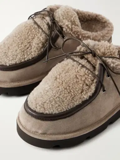 Brunello Cucinelli Shearling-trimmed Suede Clogs | Thumbnail 5 Brunello Cucinelli Shearling-trimmed Suede Clogs | Thumbnail 5