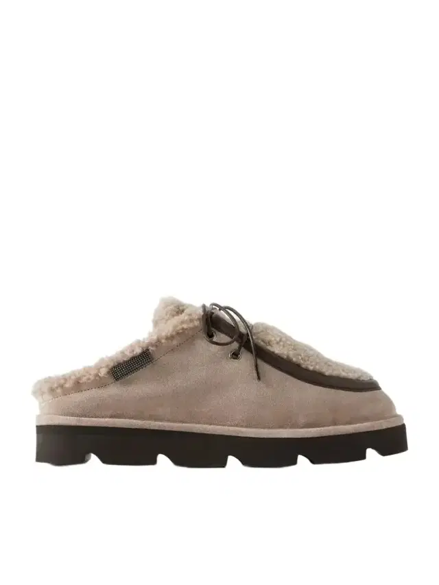 Brunello Cucinelli Shearling-trimmed Suede Clogs