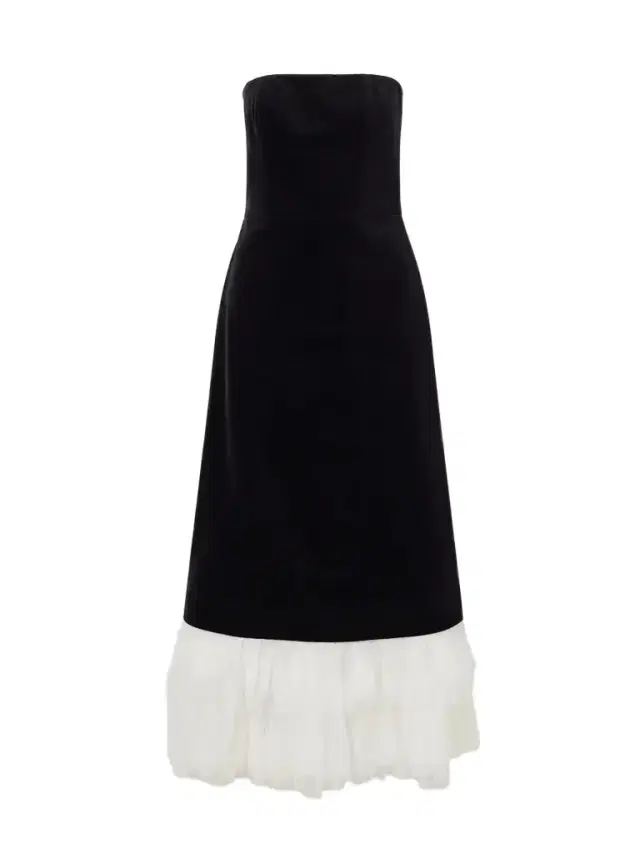 Costarellos Isabetta Strapless Tulle And Lace-trimmed Cotton-velvet Midi Dress