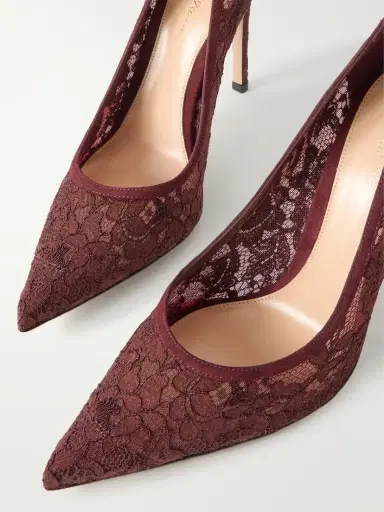 Gianvito Rossi Claudia 105 Suede-trimmed Lace Pumps | Thumbnail 5