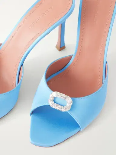 Amina Muaddi Mini Camelia 95 Crystal-embellished Satin Sandals | Thumbnail 5