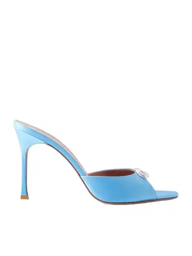 Amina Muaddi Mini Camelia 95 Crystal-embellished Satin Sandals | Thumbnail 1