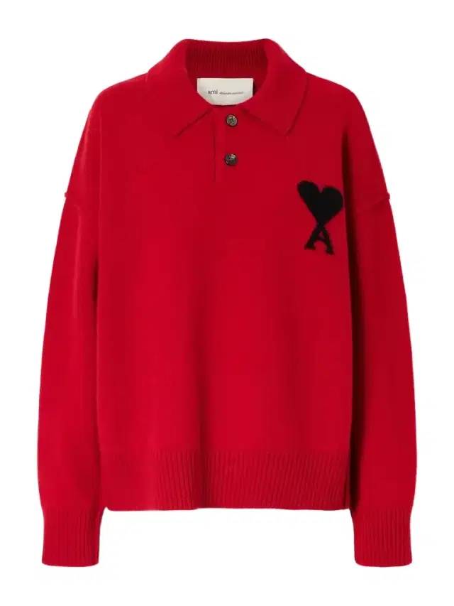 AMI PARIS Virgin Wool-intarsia Polo Sweater