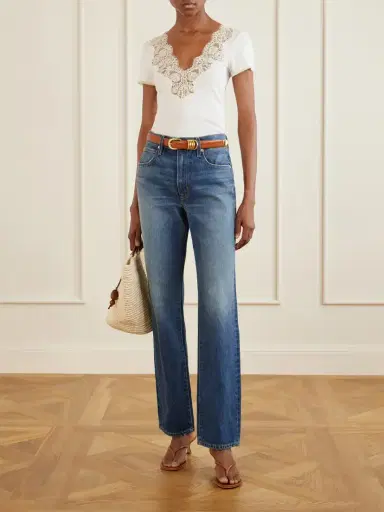 DÔEN Nalia Lace-trimmed Organic Cotton T-shirt | Thumbnail 2