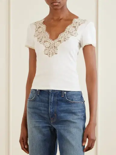 DÔEN Nalia Lace-trimmed Organic Cotton T-shirt | Thumbnail 3