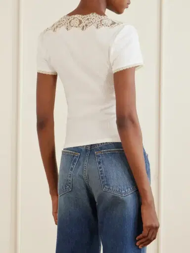 DÔEN Nalia Lace-trimmed Organic Cotton T-shirt | Thumbnail 4