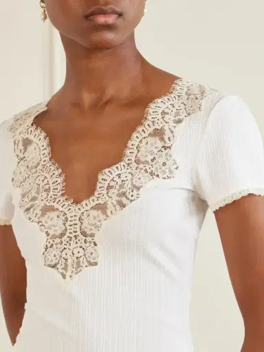 DÔEN Nalia Lace-trimmed Organic Cotton T-shirt | Thumbnail 5