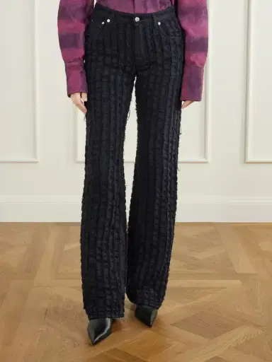 Haikure Star Bull Stripe Distressed High-waist Straight-leg Jeans | Thumbnail 3 Haikure Star Bull Stripe Distressed High-waist Straight-leg Jeans | Thumbnail 3