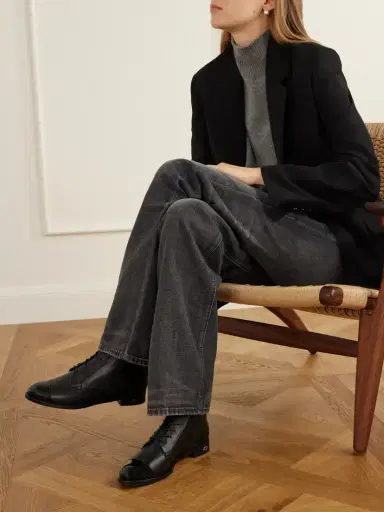 Jennifer Chamandi Brando Patent Leather-trimmed Leather Ankle Boots | Thumbnail 2 Jennifer Chamandi Brando Patent Leather-trimmed Leather Ankle Boots | Thumbnail 2
